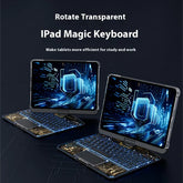 Transparent iPad keyboard case with LED backlight and rotating design for tablets
