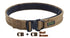 Wolf brown tactical belt with black quick-release buckle and reinforced nylon webbing
