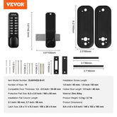 Black mechanical keypad door lock set with zinc alloy material and installation hardware