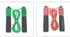 Two jump ropes, one green and one pink, with foam handles and plastic cords, sporty style