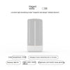 Minimalist white LED lamp with warm yellow light, ABS plastic, sleek cylindrical design.