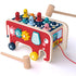Colorful wooden hammering and gear toy shaped like a red elephant for kids
