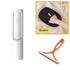 Three lint and pet hair removers: a white handheld roller, a black mesh glove, and an orange scraper