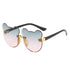 Gradient bear-shaped rimless sunglasses with gold accents and black arms, playful streetwear accessory