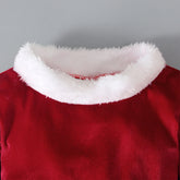 Red velvet top with soft white faux fur collar, festive winter streetwear style
