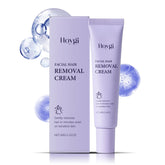 Lavender tube and box of facial hair removal cream for sensitive skin, clean minimal design