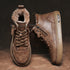 Brown faux leather high-top sneakers with fur lining, lace-up and zip closure, casual fit
