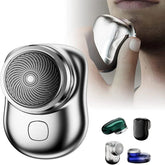 Sleek compact electric shaver for men, metallic finish, ergonomic handheld design.