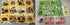 Two toy playsets, one with yellow dinosaur park theme and one with green forest park, each 25 pieces, shown with track layouts and accessories.