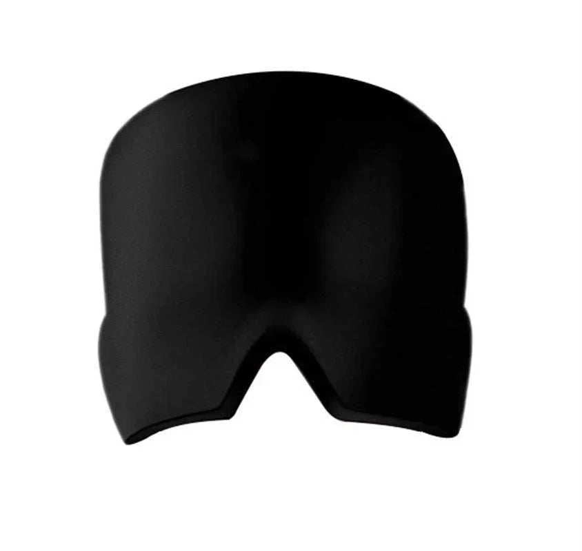Matte black futuristic face mask with smooth finish and ergonomic fit, minimalist style