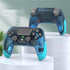 Blue transparent game controllers with textured grips, sleek ergonomic design