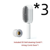 White 3D self-cleaning hairbrush with airbag comb base, modern minimalist design