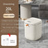Cream white 20L smart trash can with drawstring, Type-C charging, shown in modern living room