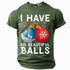 Olive green unisex t-shirt with Christmas bauble graphic and humorous holiday text