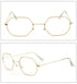 Geometric gold metal eyeglasses with clear lenses and slim frames, modern streetwear style
