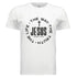 White cotton t-shirt with bold black Christian graphic, short sleeves, regular fit