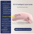 Pink smart eye massager with AI voice control, vibration, and air pressure massage features
