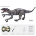Grey remote control dinosaur toy with textured finish, spray feature, and accessories included.