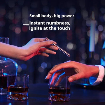 Two hands exchange a slim metallic object over a table with whiskey glasses, dimly lit ambiance.