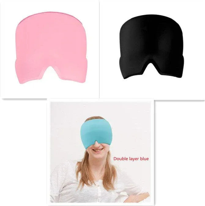 Soft eye masks in pink, black, and blue colors, double layer design, comfortable fit.