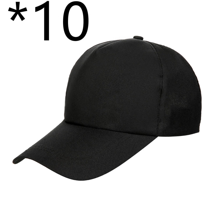 Black cotton baseball cap with curved brim, classic fit, plain minimalist style