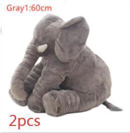 Plush gray elephant toy, soft fabric, large size, sitting style, set of two.