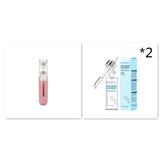 Pink microneedling pen with hyaluronic acid serum skincare set on white background