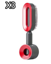 Modern red and black hairbrush attachment with oval vented design for styling tools