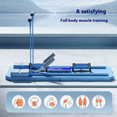 Adjustable blue home gym machine for full body muscle training, compact and modern design.