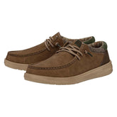 Brown suede casual lace-up shoes with textured lining and cushioned sole, relaxed fit