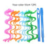 Set of 12 wavy hair curlers in pink, orange, blue, green with blue plastic hooks