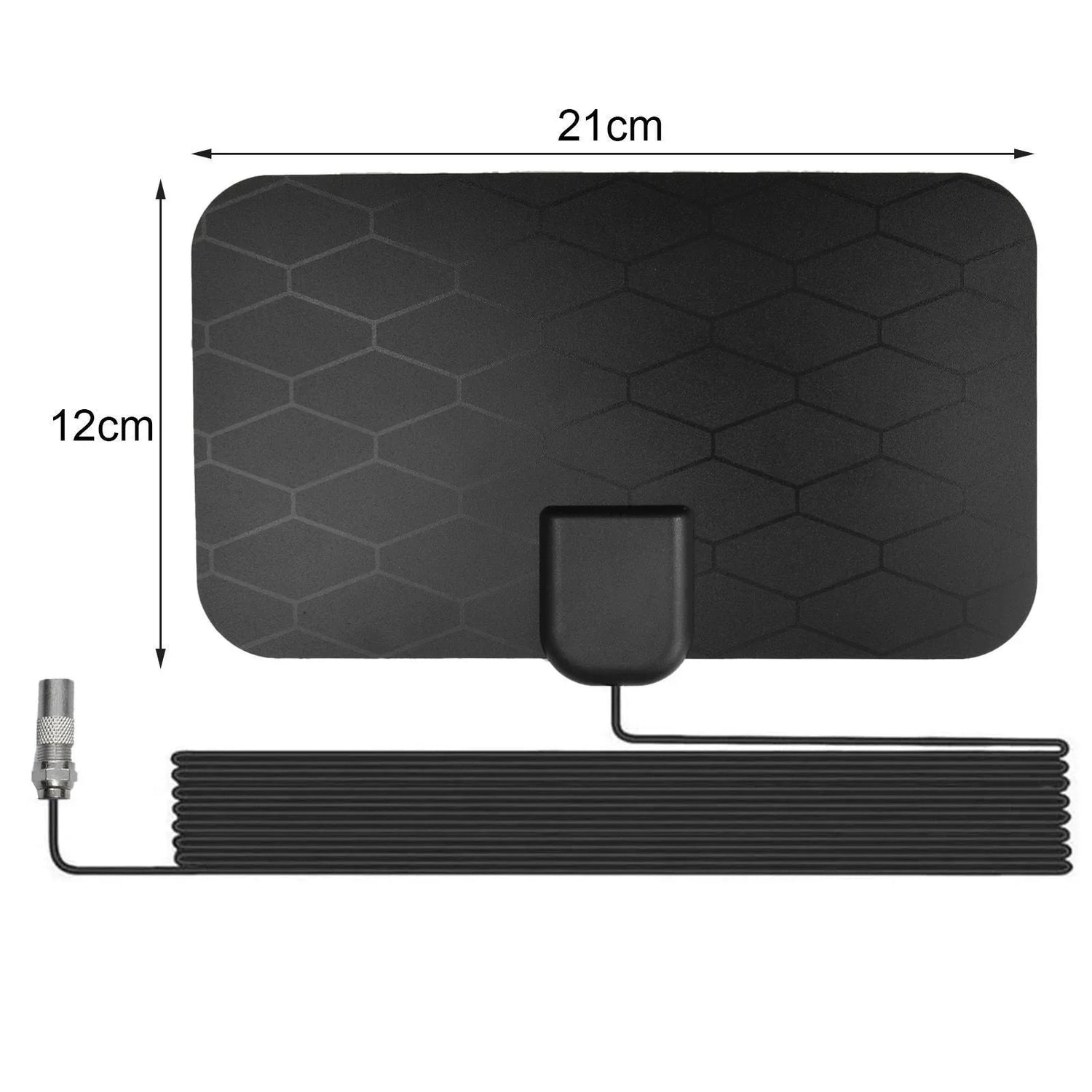 Black rectangular tech accessory with honeycomb pattern, thin flexible fit, 21cm by 12cm.