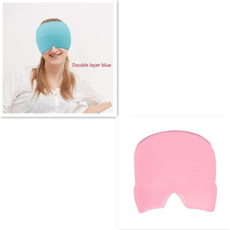 Double layer blue and pink stretch fabric eye mask for sleep, soft material, comfortable fit