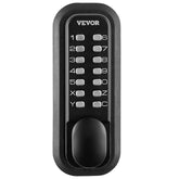 Black electronic keypad lock with metallic buttons and a sleek, modern design