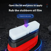 Red and black ergonomic cleaning sponge applicator with white foam for oil film removal