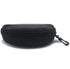 Black hard-shell zippered case with textured material and attached carabiner clip