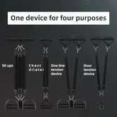 Multi-purpose black resistance band device for sit-ups, chest exercises, tension training