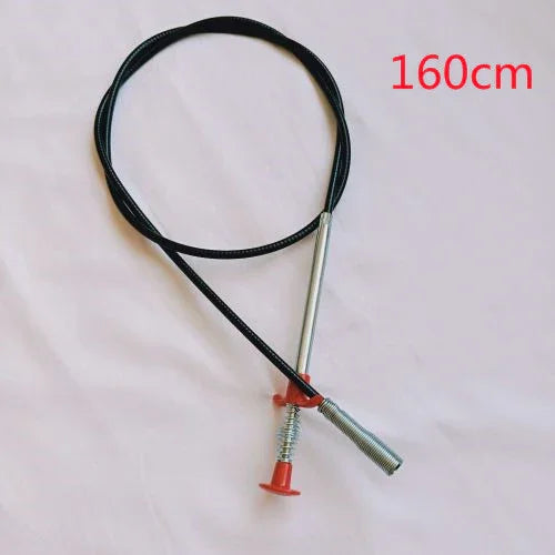 Black cable with metal ends and red push-pull mechanism, 160cm length, on white background