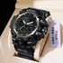 Black digital-analog sports watch with rugged design, large dial, and nylon strap.