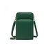 Green faux leather crossbody bag with dual zip compartments and adjustable strap, modern fit