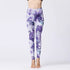 Purple marble print high-waisted leggings, slim fit, soft stretch material