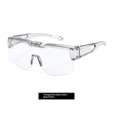 Futuristic oversized clear visor sunglasses with transparent plastic frame, unisex streetwear accessory