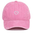 Pink retro small love embroidered cotton baseball cap with peaked dome crown