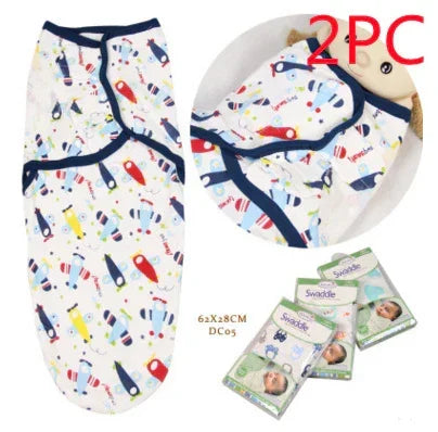 Soft cotton swaddle set with colorful car and traffic print, Velcro closure, newborn fit, 2 pieces