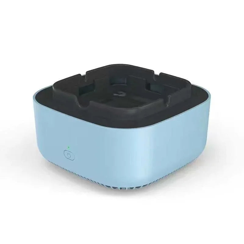 Modern blue and black tech accessory with compact square design and matte finish.