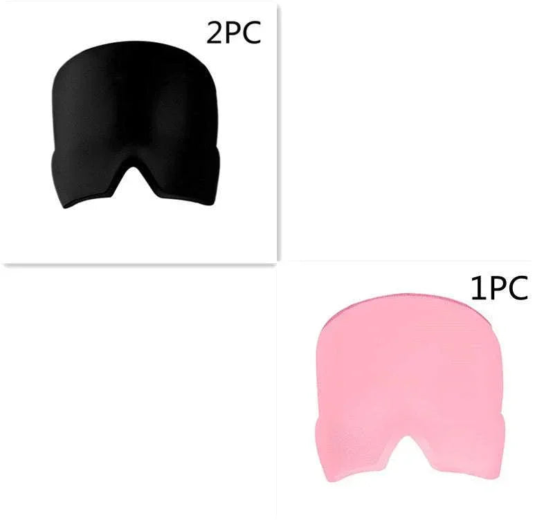 Two black and one pink stretch face covers, soft material, ergonomic fit, streetwear style.