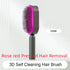 Rose red 3D self-cleaning hair brush with ergonomic black handle and dense bristles