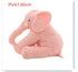 Plush pink elephant toy, soft fabric, large size, sitting pose, cute decorative accent.