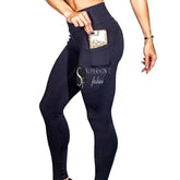 High-waisted black leggings with side pocket and snug fit, ideal for active streetwear style
