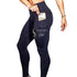 High-waisted black leggings with side pocket and snug fit, ideal for active streetwear style